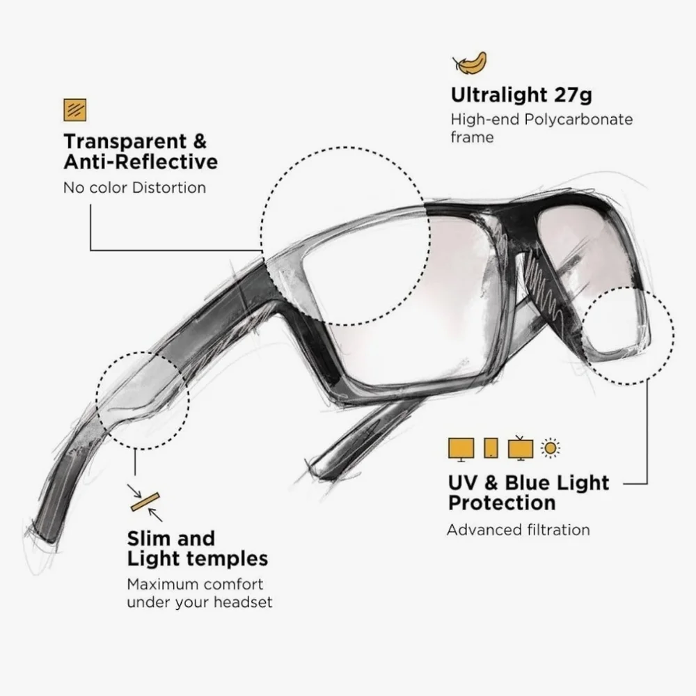 Horus-X One, Blue Lightweight Gaming glasses w/ Amber Lens, UNISEX - Picture 6 of 12